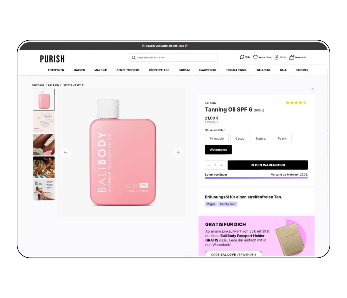 purish shopify product page
