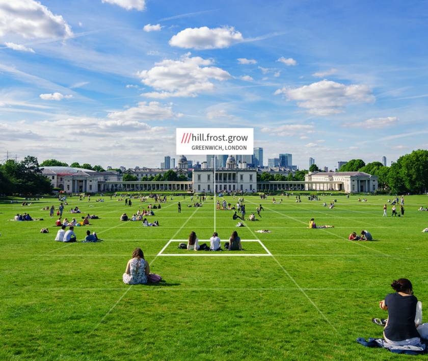 people sitting in a field in london