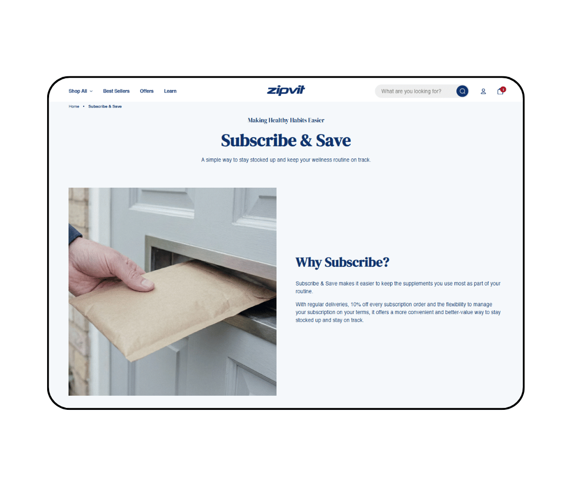 Zipvit Shopify store on desktop