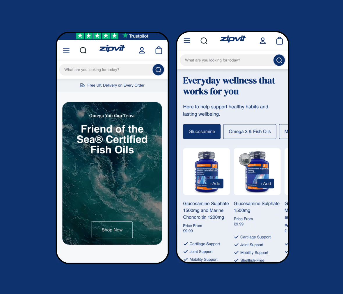 Zipvit Shopify store product page on mobile