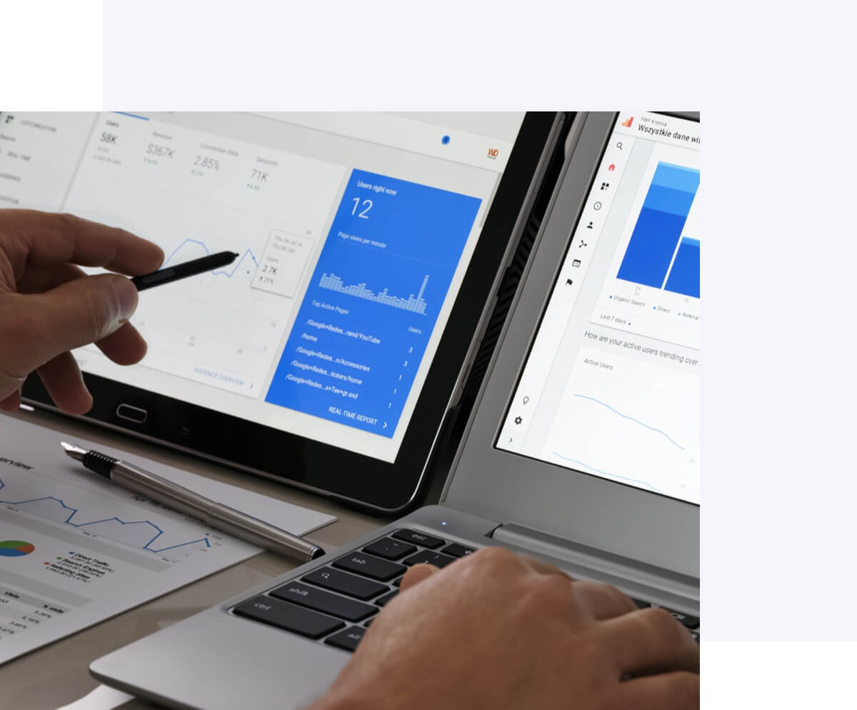 Man reviewing Google Analytics to check SEO results